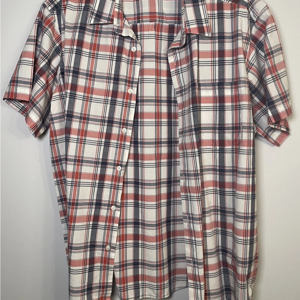 Columbia Men's Red and Blue Plaid Button Down Shirt
